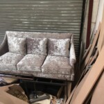 grey satin sofa